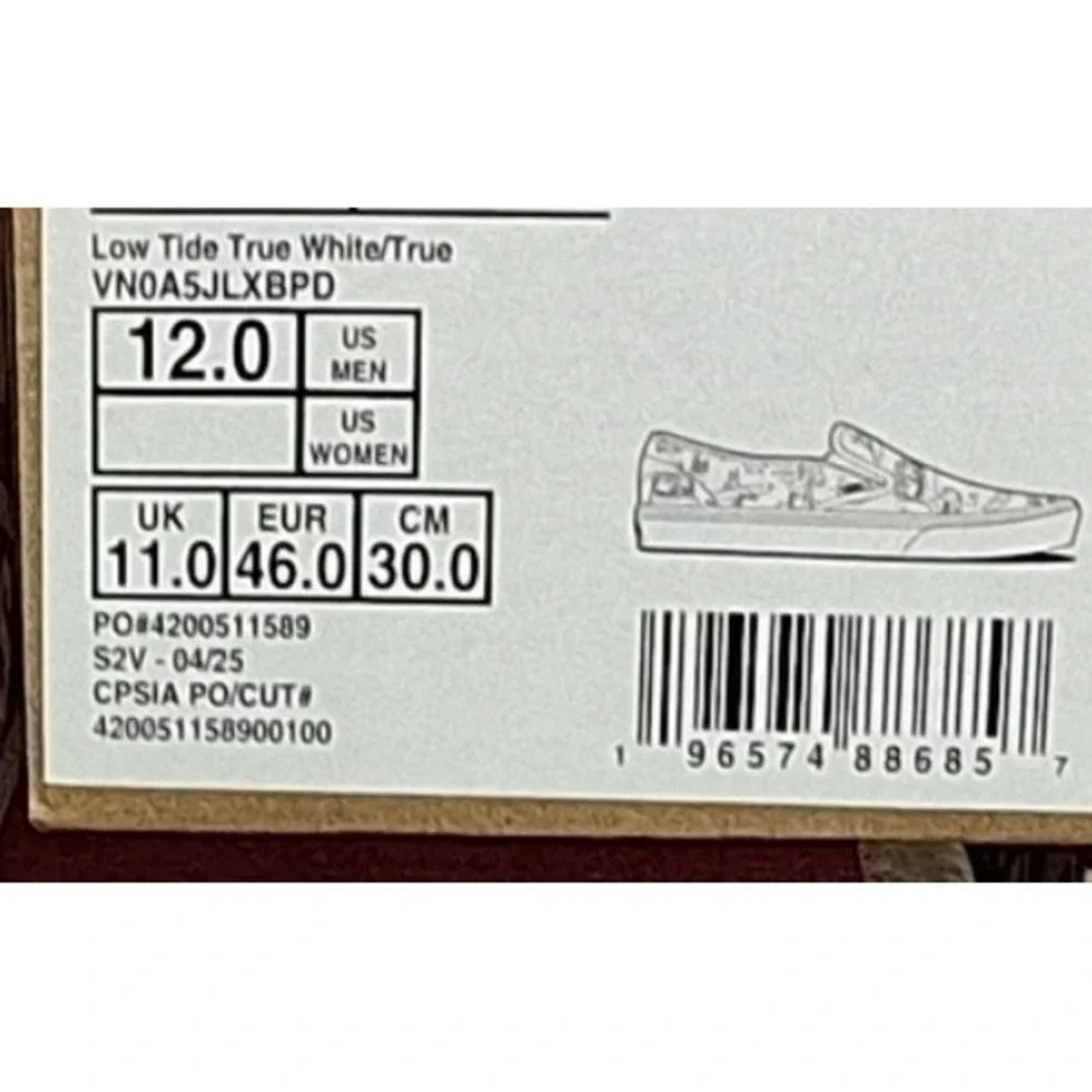 Vans Classic SlipOn Low Tide True White Beach Graphic Skater Surf Shoe Men Sz 12